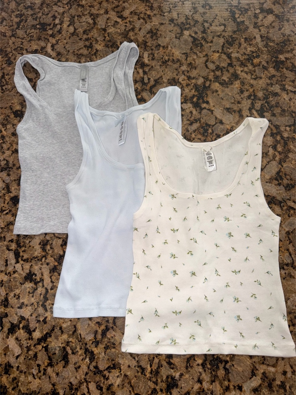 SKIMS Cotton Rib Tank 3-Pack Floral Tank Top Set
